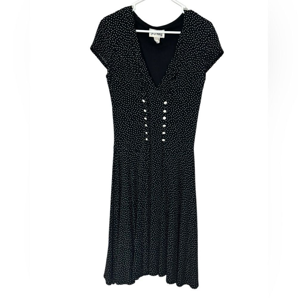 Joseph Ribkoff Black Polka Dot Midi Dress